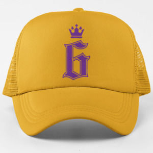 NEW Blackletter 6 Crown King James Lakers Foam Trucker Mesh Snapback Hat GOLDEN
